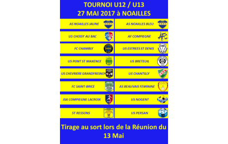 Les groupes du Tournoi U13 du 27 mai 