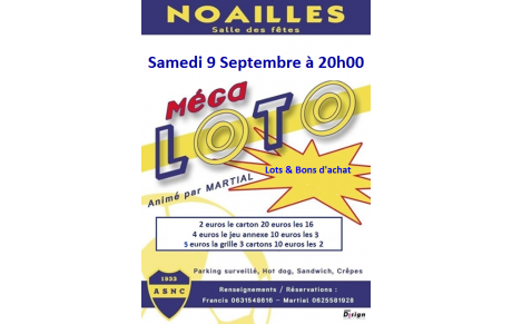 Le LOTO du club c'est samedi 9 septembre