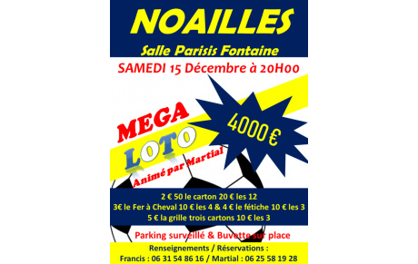 Dernier loto de l'année samedi 15 décembre à 20h00